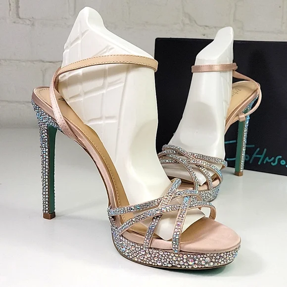 Betsy Johnson SB-Aden Champagne Rhinestone Heel Womens 10 - Picture 2 of 9
